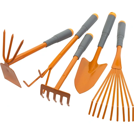 Набор POLYAGRO совок, грабли 5-зубые, веерные, мотыжка комбинированная, рыхлитель 7661710