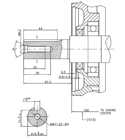 Коленвал G390F D25 мм (A type)/130290067-0001