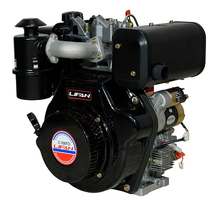 Двигатель Lifan Diesel 188FD, шлицевой вал Ø25мм, катушка 6 Ампер