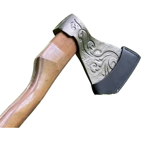 Топор кованый KRAFTAIR Премиум с узором из высокопрочной стали в кожаном чехле А0 Премиум-С-К